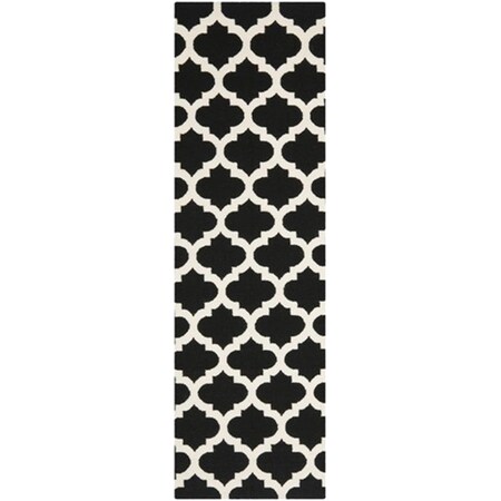 Safavieh Dhurries Hand Woven Flat Weave Rectangle Rug- Black - Ivory- 2 ft. 6 in. x 7 ft. DHU623A-27